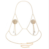 Super flash rhinestone bra chain nipple sticker